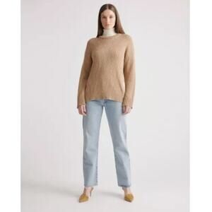 QUINCE Sweater Womens Large Top Organic Cotton Linen Oversized Camel Brown